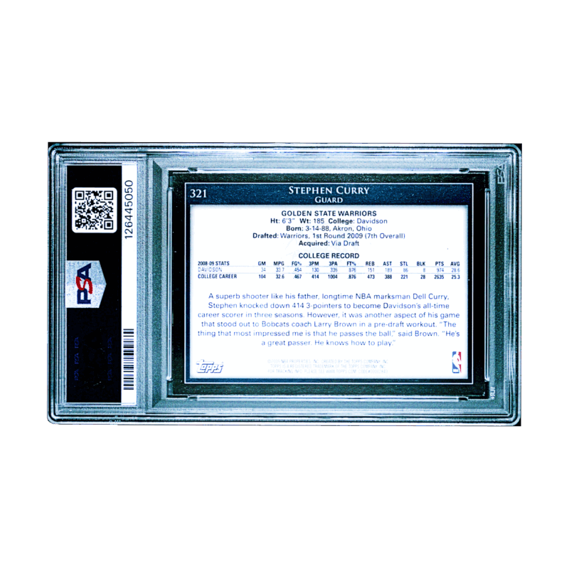 2009 Topps #321 Stephen Curry Rookie RC PSA 7 NM - Warriors - Image 2