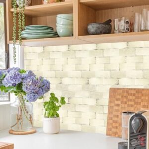 Eco-Friendly Peel & Stick Tiles - Grunge Beige Subway, 10 Sheets