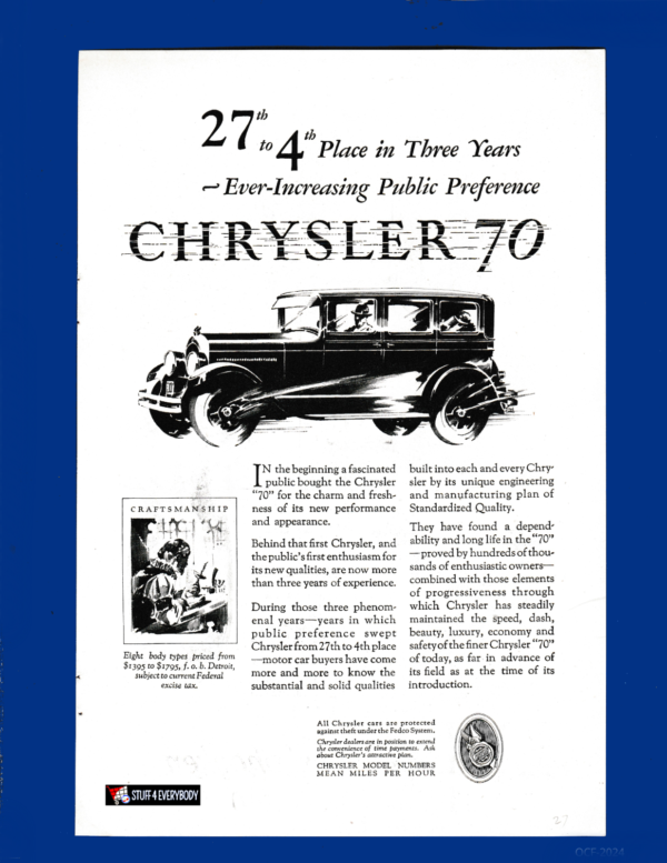 1928 Chrysler Model '70' - From 27th to 4th in Just Three Years!