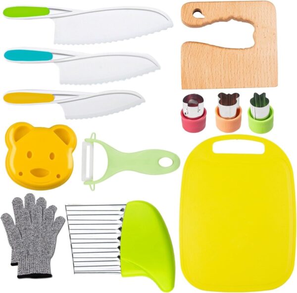 13 Pcs Wooden Kids Kitchen Knife Set – Safe, Fun, and Educational Cooking Tools