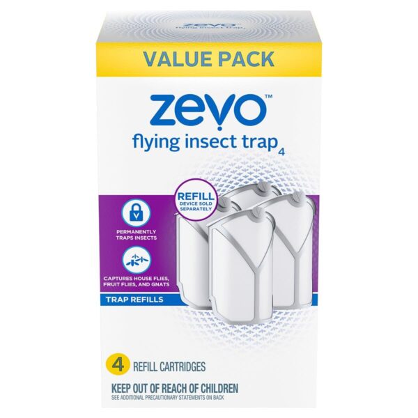 4-Pack Zevo Fly Trap Refills – Odorless & Mess-Free Cartridges