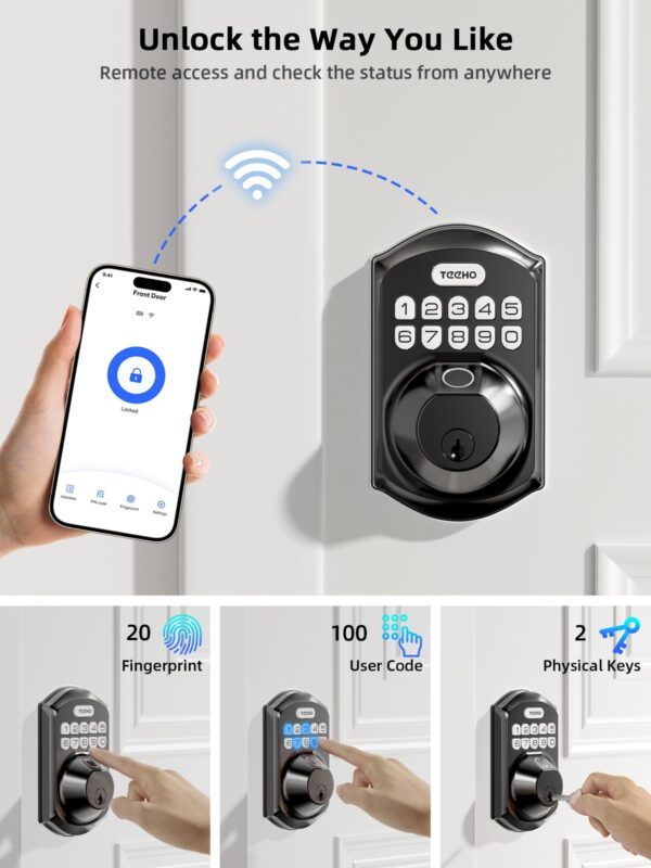 WiFi Smart Lock | Deadbolt, Keypad, Fingerprint, Voice-Activated - Image 7