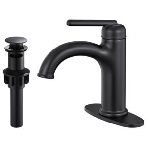 Elegant Matte Black Wintap Faucet - Single Handle, Deck Mount, Water-Saving