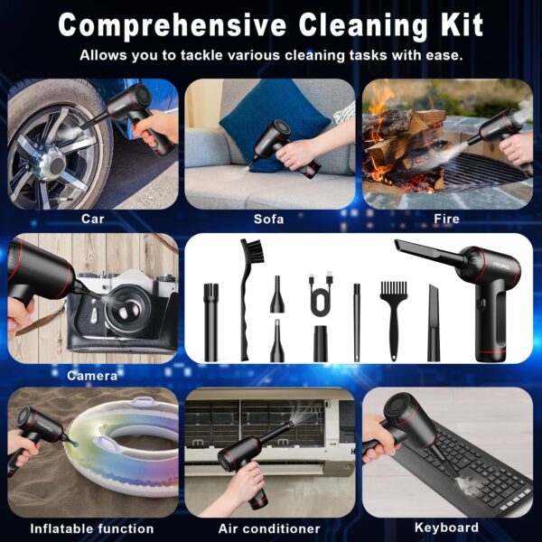 Electric Air Duster, 100000RPM, 3 Speeds, Rechargeable, LED Light, Cordless - Image 6