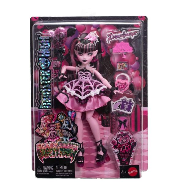 Monster High Scary Sweet Birthday Doll, Draculaura in Pink Party Dress - Image 4