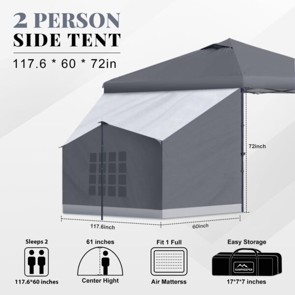 KAMPKEEPER 2 Person Side Privacy Tent for 10x10 Canopy, Camping Cube Tent - Image 7