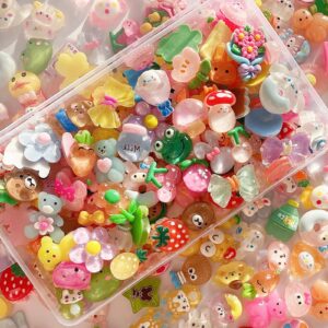 FULUSODO 60pcs Slime Charms Cute Set Bulk Mixed Resin Charms Set Ornament Scr...