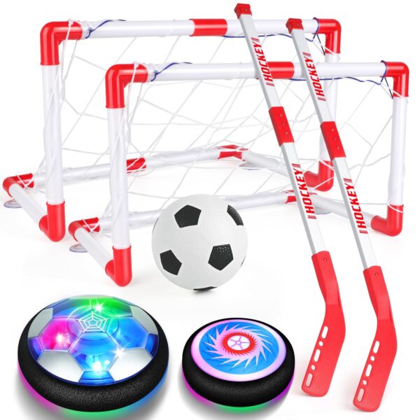Hover Soccer Ball Toy Set Hover Hockey Set for Kids Air Floating Soccer Toys ...