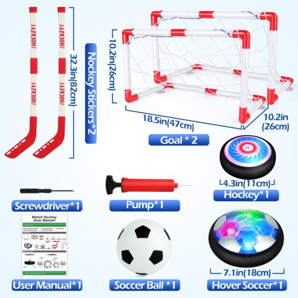 Hover Soccer Ball Toy Set Hover Hockey Set for Kids Air Floating Soccer Toys ... - Image 2