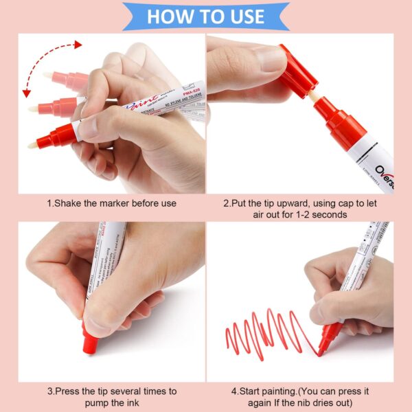 Overseas Black Paint Marker Pens - 6 Pack Oil-Based Permanent Markers Set - Image 2