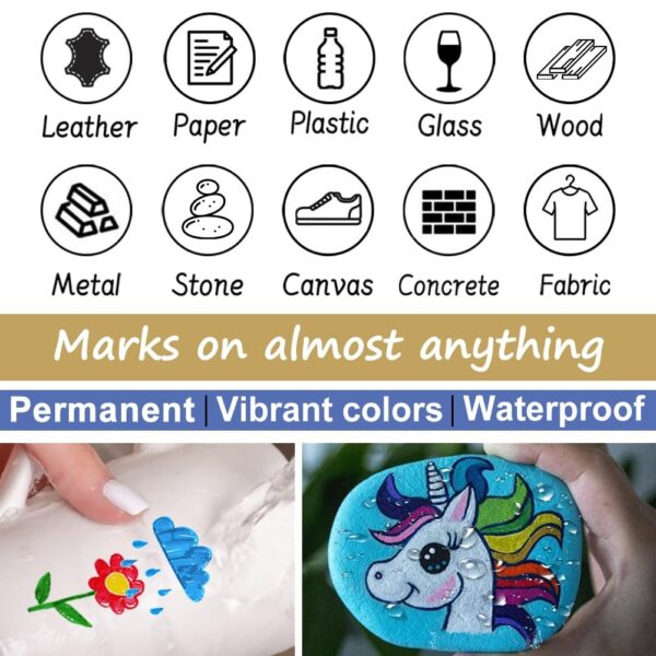 Overseas Black Paint Marker Pens - 6 Pack Oil-Based Permanent Markers Set - Image 3