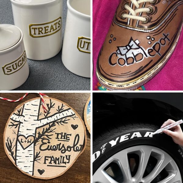 Overseas Black Paint Marker Pens - 6 Pack Oil-Based Permanent Markers Set - Image 4