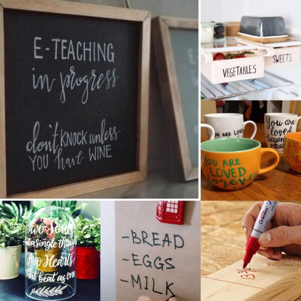 Overseas Black Paint Marker Pens - 6 Pack Oil-Based Permanent Markers Set - Image 5