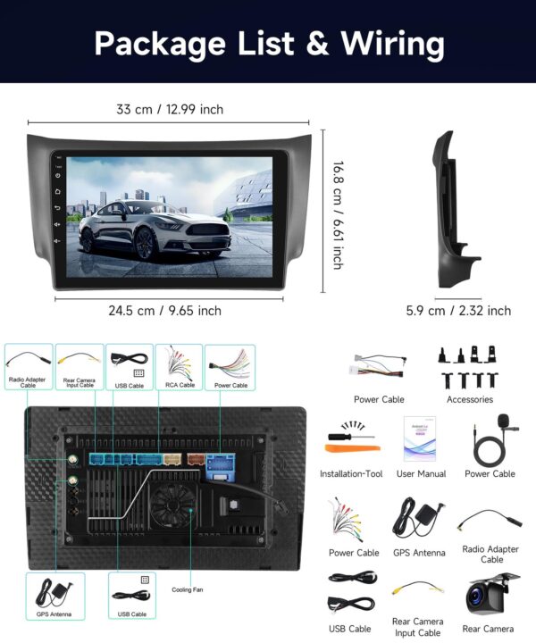 Nissan Sentra 2013–2017 Android Auto Stereo with Wireless CarPlay & Camera - Image 3