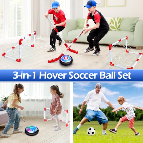Hover Soccer Ball Toy Set Hover Hockey Set for Kids Air Floating Soccer Toys ... - Image 6