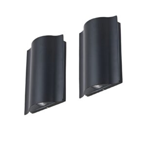 Unique Arc LED Wall Sconces, Up & Down Lights, IP65 Waterproof, 2-Pk Out/Indoor