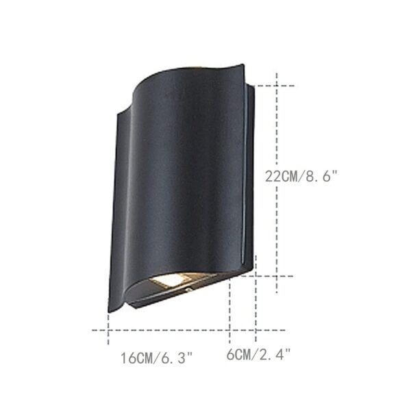 Unique Arc LED Wall Sconces, Up & Down Lights, IP65 Waterproof, 2-Pk Out/Indoor - Image 3