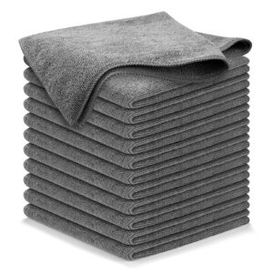 USANOOKS Microfiber Cleaning Cloth Grey - 12 Pcs 12.5"x12.5" - High Performan...