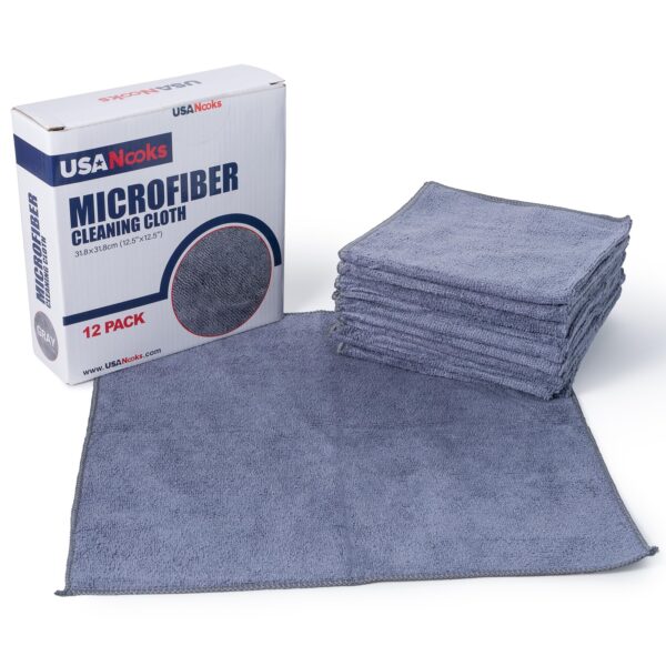 USANOOKS Microfiber Cleaning Cloth Grey - 12 Pcs 12.5"x12.5" - High Performan... - Image 2