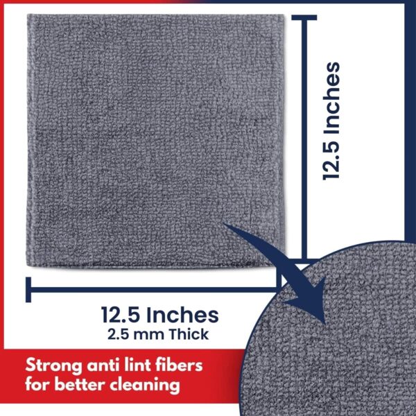 USANOOKS Microfiber Cleaning Cloth Grey - 12 Pcs 12.5"x12.5" - High Performan... - Image 3