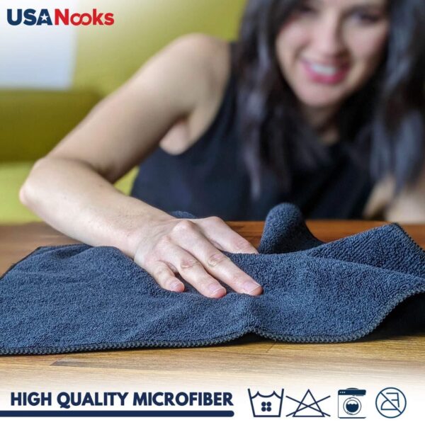 USANOOKS Microfiber Cleaning Cloth Grey - 12 Pcs 12.5"x12.5" - High Performan... - Image 7