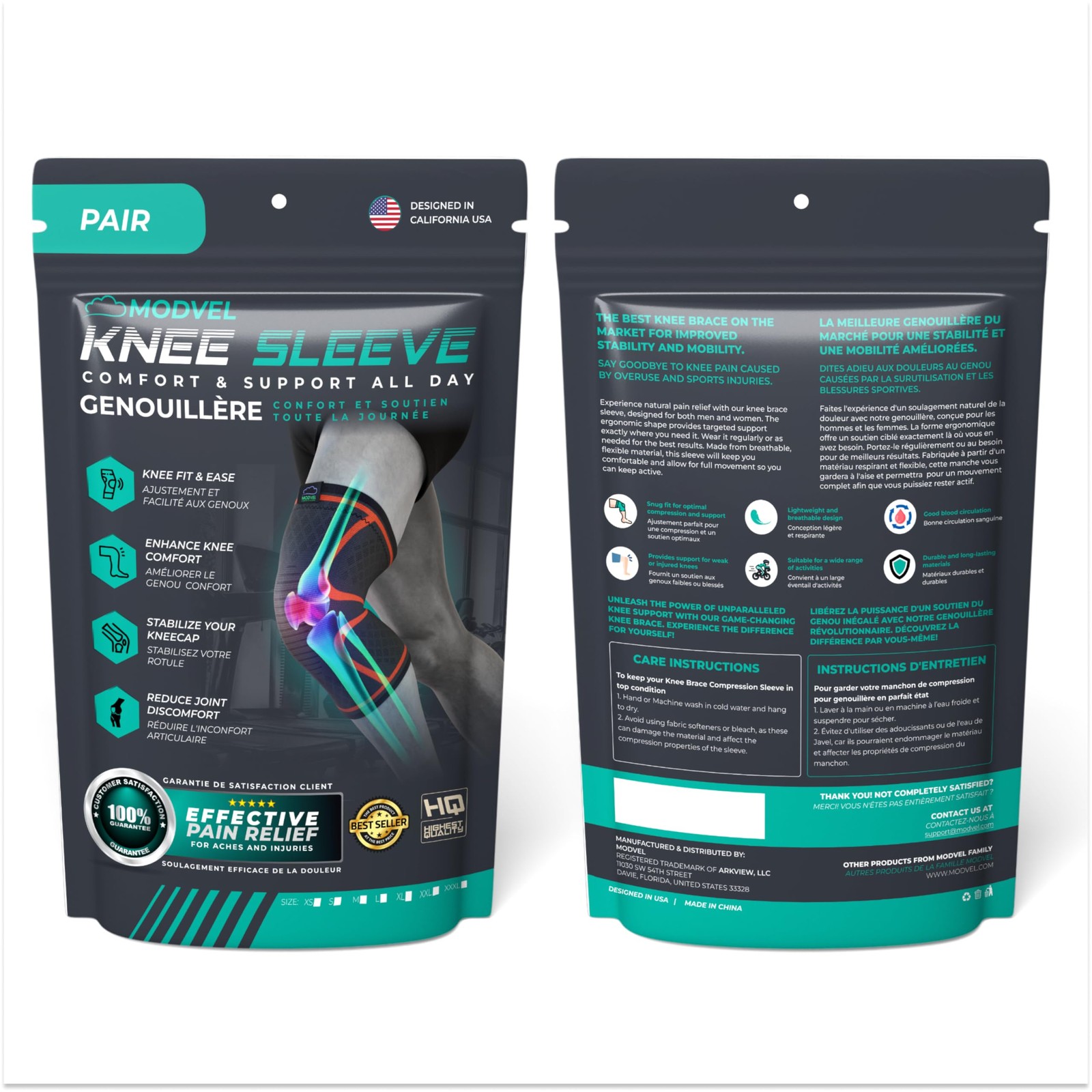 2 Pack Compression Sleeve Sports Knee Brace for Women & Men- Knee Pain & Support - Image 2