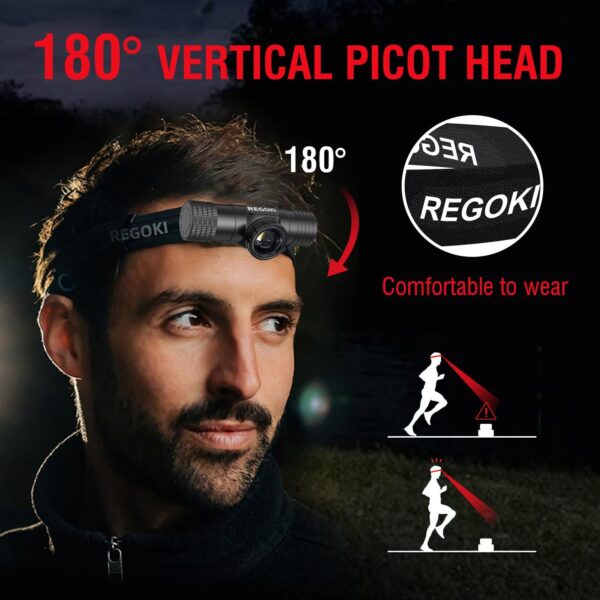 Lightweight Motion Sensor Headlamp – Waterproof, 8 Modes, Rechargeable - Image 2