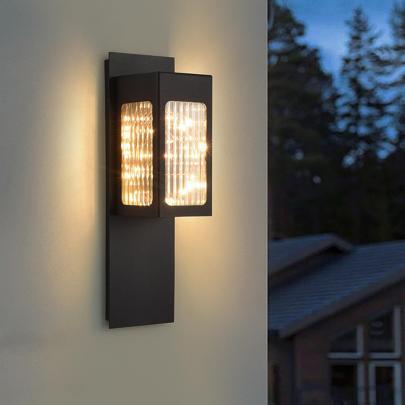 YAOWSZM 6W Modern LED Outdoor Wall Light – 15.8in Black Exterior Light Fixture - Image 2