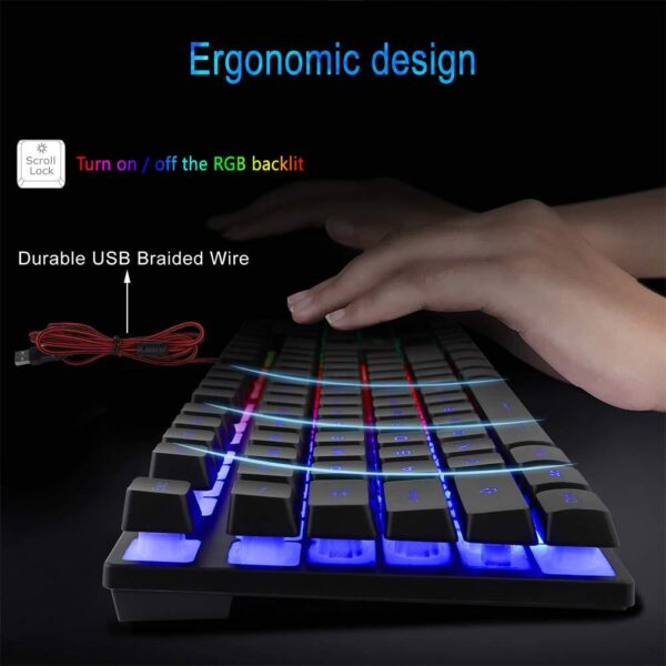 BlueFinger RGB Gaming Keyboard and Backlit Mouse Combo USB Wired LED Gaming S... - Image 4