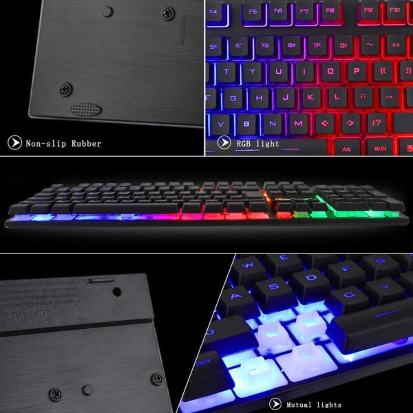 BlueFinger RGB Gaming Keyboard and Backlit Mouse Combo USB Wired LED Gaming S... - Image 5