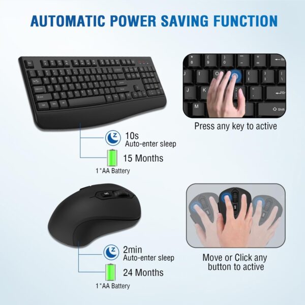 Wireless Keyboard and Mouse Combo Full-Sized 2.4GHz Wireless Keyboard with Co... - Image 3