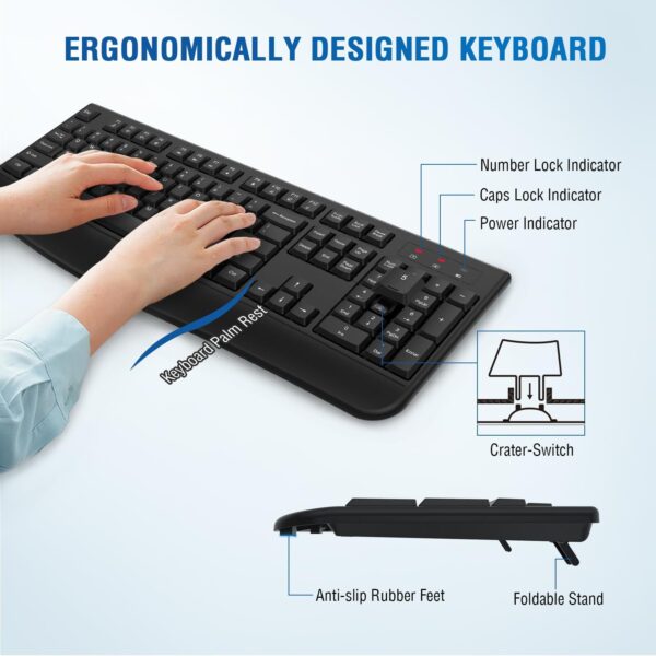 Wireless Keyboard and Mouse Combo Full-Sized 2.4GHz Wireless Keyboard with Co... - Image 4