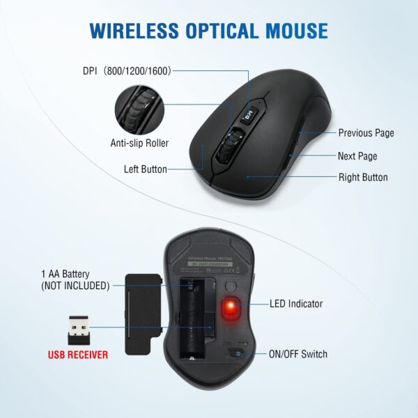 Wireless Keyboard and Mouse Combo Full-Sized 2.4GHz Wireless Keyboard with Co... - Image 5