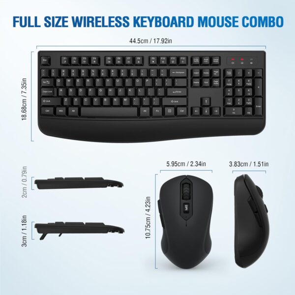Wireless Keyboard and Mouse Combo Full-Sized 2.4GHz Wireless Keyboard with Co... - Image 6