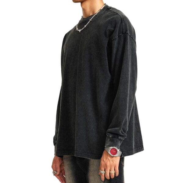 Tuislay Oversized Vintage Long Sleeve Tees – Unisex Cotton Acid Wash Streetwear - Image 4