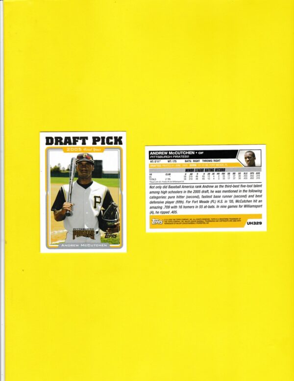 2005 Topps Update - Andrew McCutchen (#UH329) Rookie - Pittsburgh Pirates - Image 3