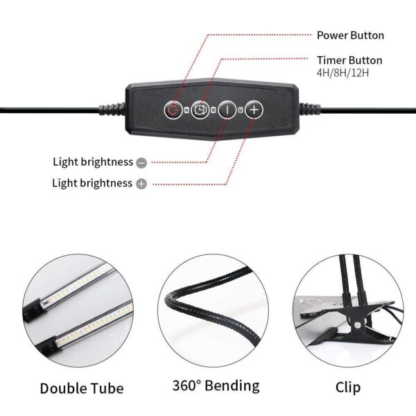 GooingTop Full Spectrum LED Grow Light with Timer, Dimmable, for Indoor Plants - Image 5