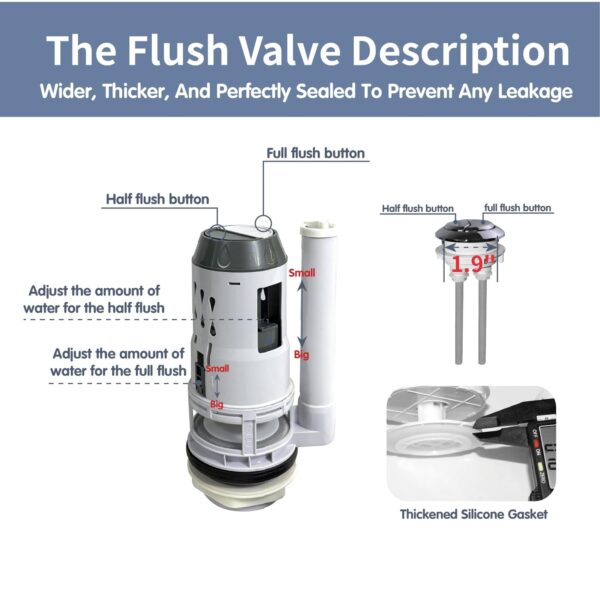 3-Inch Dual Flush Valve for 2-Piece Toilets, Universal Toilet Tank Repair Kit - Image 4