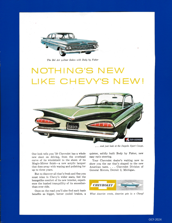 Chevy’s ’59 Impala Sport Coupe Mirror Shine and Modernism….