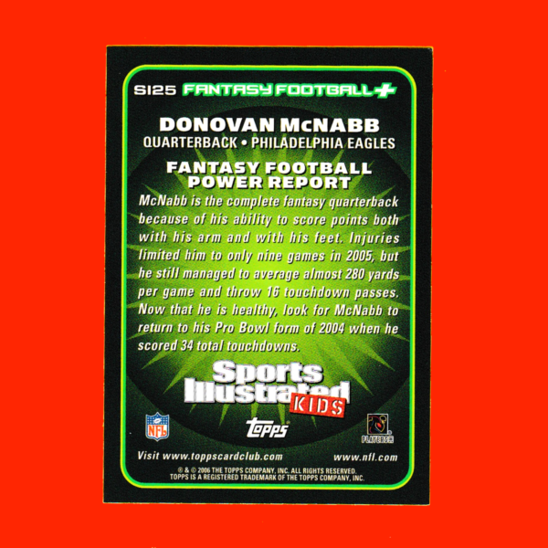 2006 Topps SI25 Donovan McNabb - Sports Illustrated Kids - Philadelphia Eagles - Image 2
