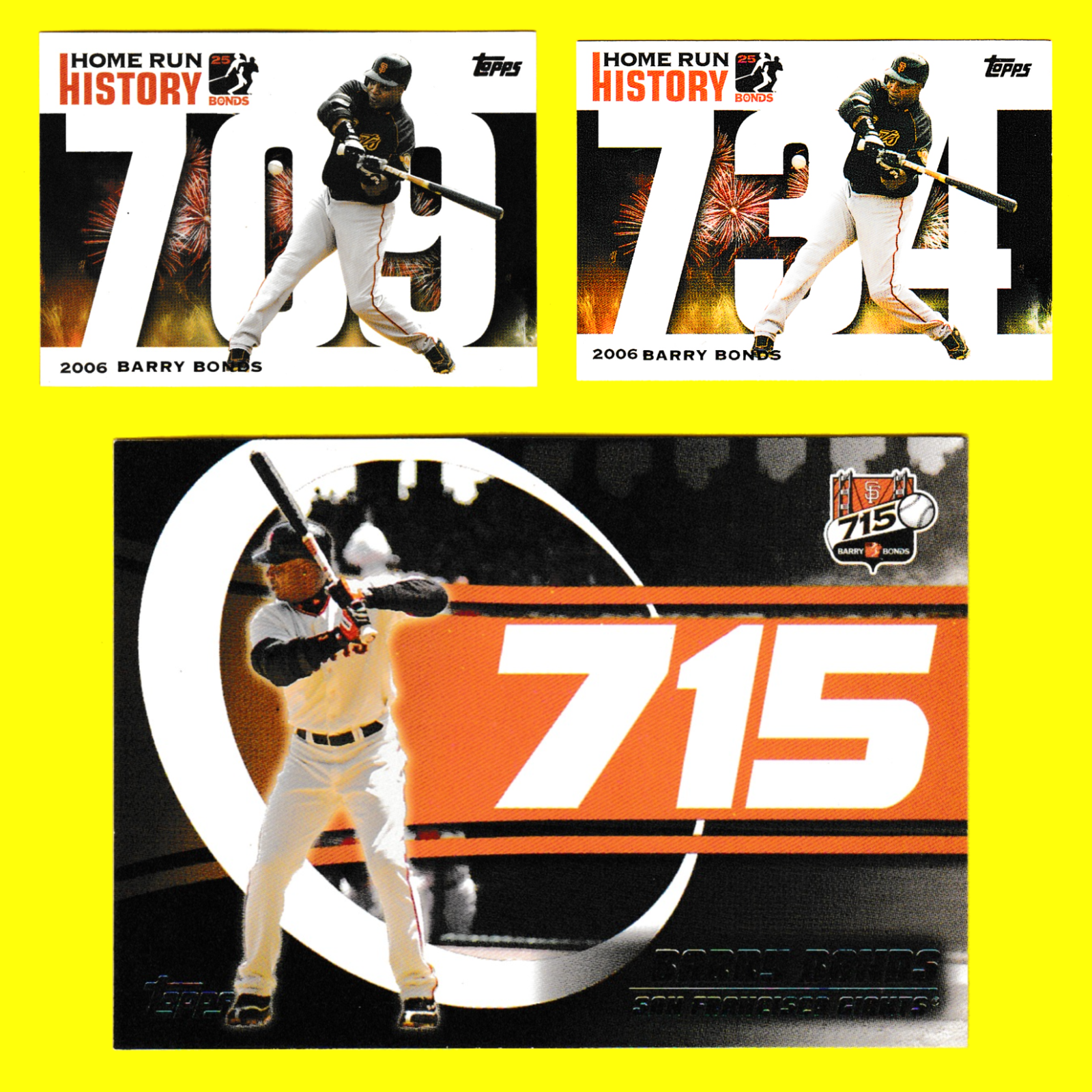 Barry Bonds 2006 Topps Home Run History Set - Including #715 Record Breaker Card - Image 3