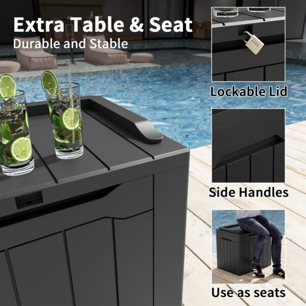 31 Gallon Resin Deck Box - Large Outdoor Storage for Patio, Garden, Pool, Black - Image 4