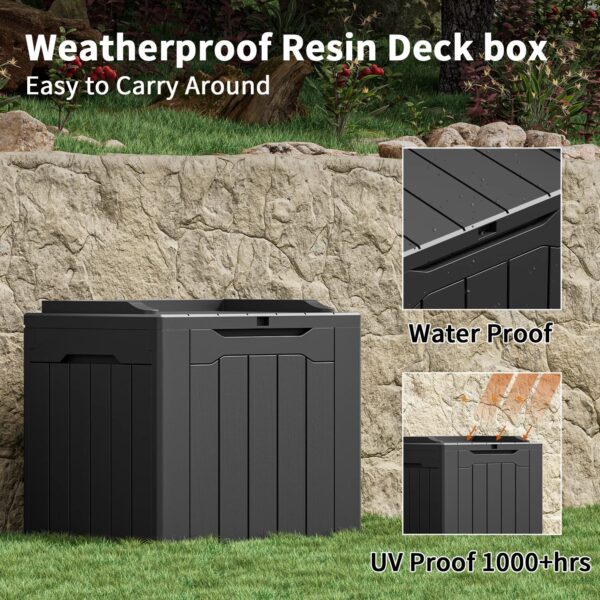 31 Gallon Resin Deck Box - Large Outdoor Storage for Patio, Garden, Pool, Black - Image 5