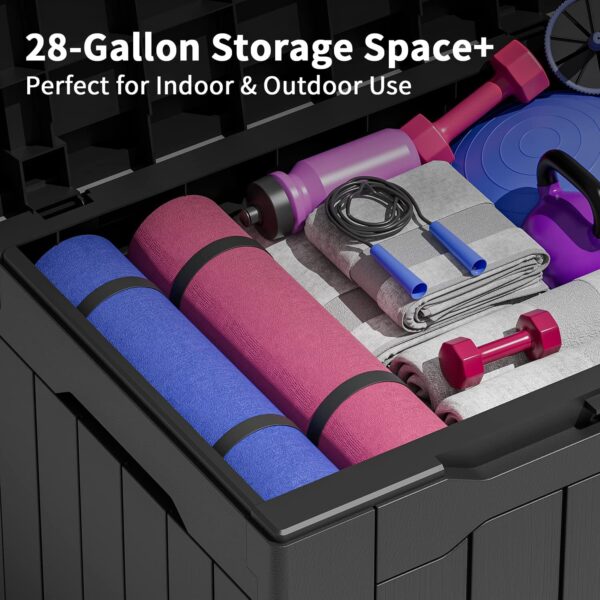 31 Gallon Resin Deck Box - Large Outdoor Storage for Patio, Garden, Pool, Black - Image 6