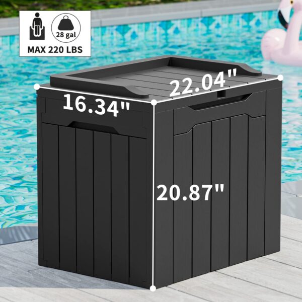 31 Gallon Resin Deck Box - Large Outdoor Storage for Patio, Garden, Pool, Black - Image 7