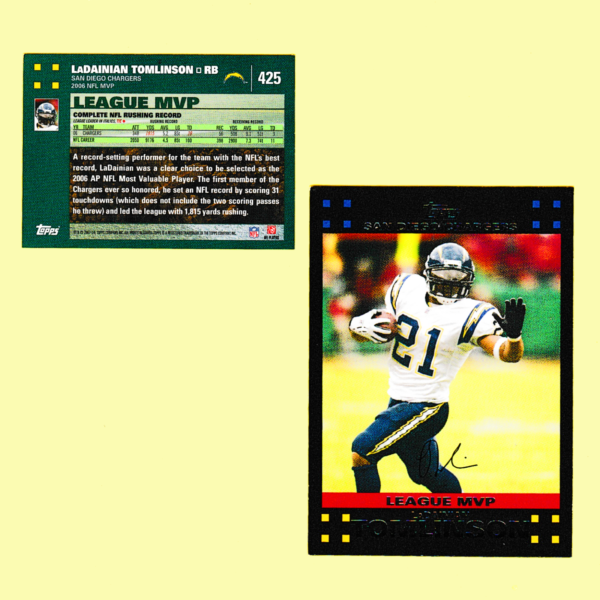 2007 Topps 425 LaDanian Tomlinson - League MVP - San Diego Chargers - Image 3