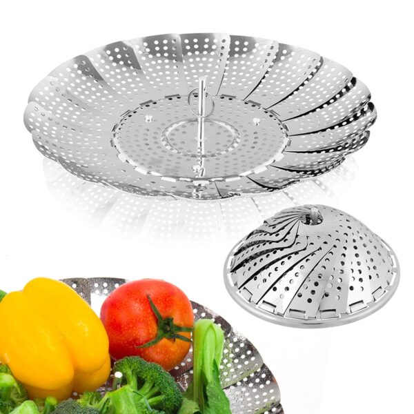 Vegetable Steamer Basket Premium Stainless Steel Veggie Steamer Basket - Fold...