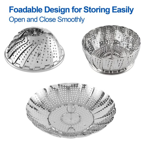 Vegetable Steamer Basket Premium Stainless Steel Veggie Steamer Basket - Fold... - Image 4