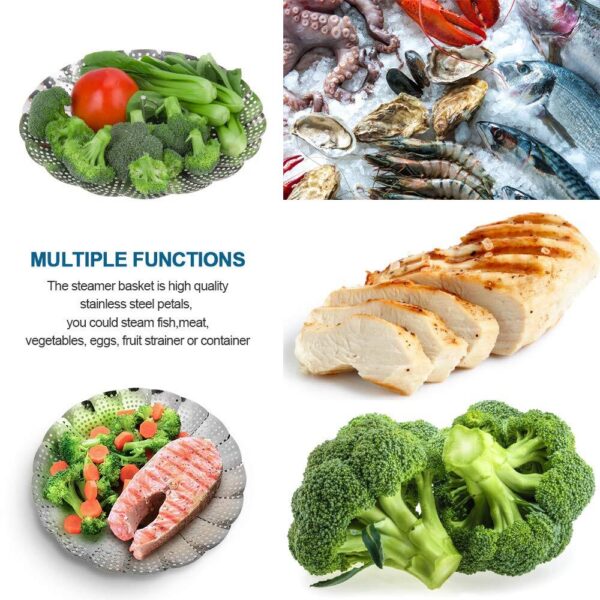 Vegetable Steamer Basket Premium Stainless Steel Veggie Steamer Basket - Fold... - Image 6