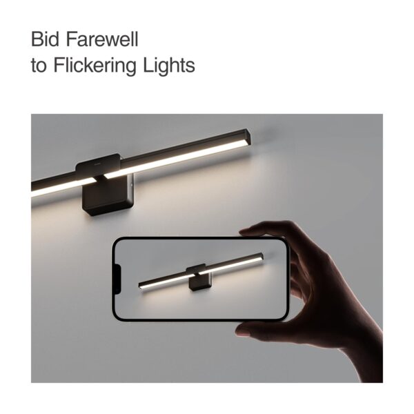 Elegant 14W LED Vanity Light - 4000K for Makeup & Bathroom, Anti-Glare, Black - Image 5